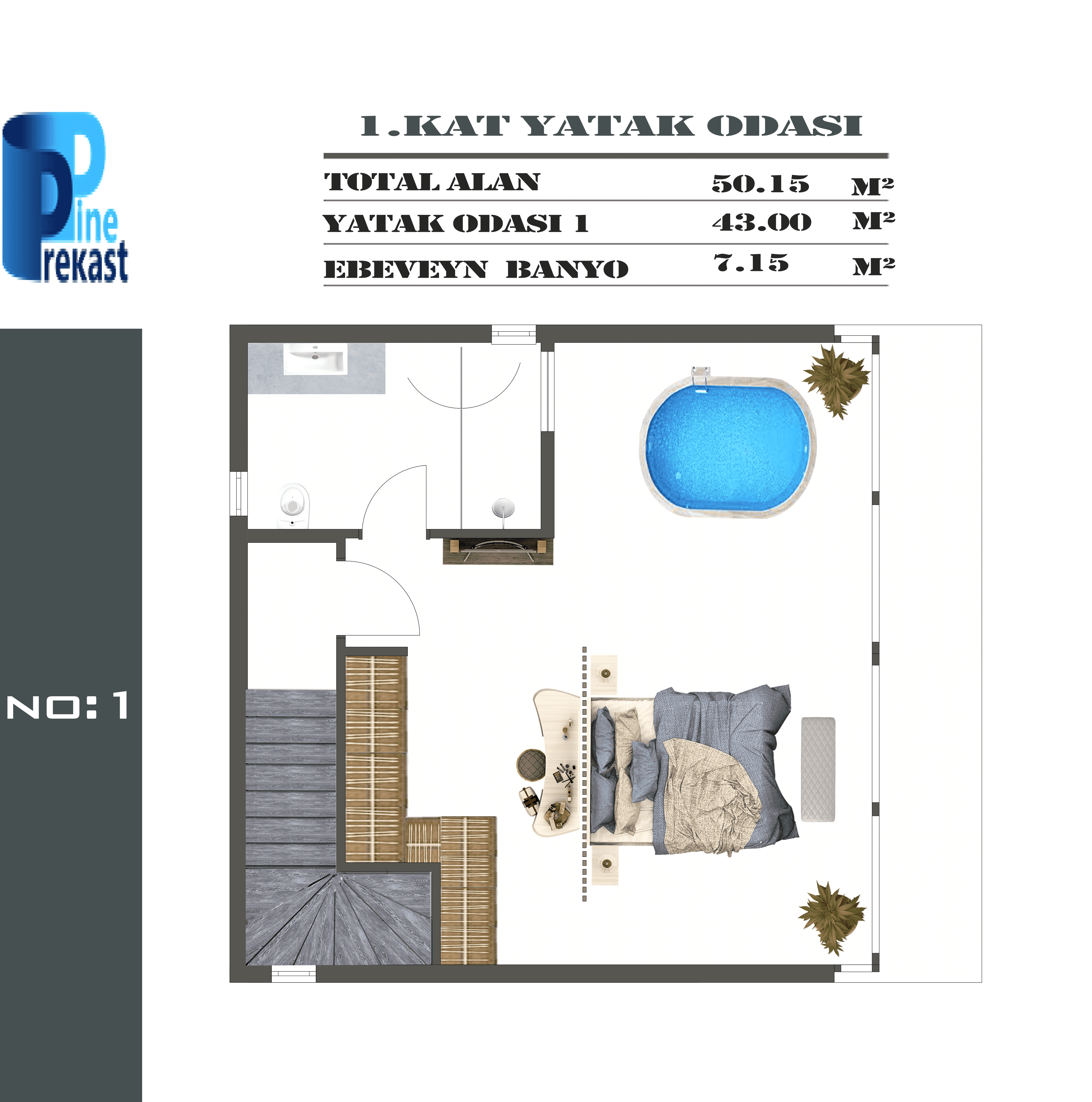 Antalya Kaş Master Yatak Odası Tasarımı
